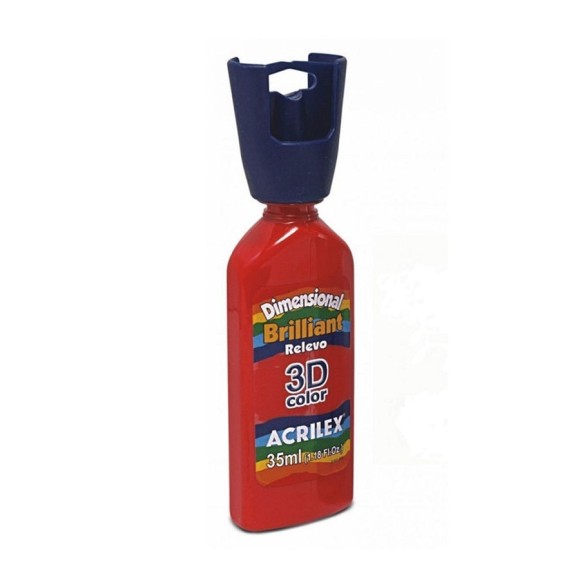 TINTA DIMENSIONAL BRILHANTE RELEVO 3D VERMELHO FOGO 507 ACRILEX
