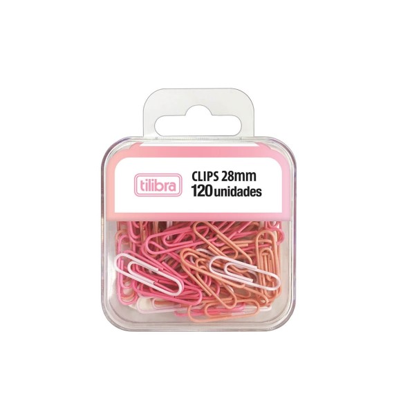 CLIPS 28MM ROSA PASTEL 120 UNIDADES TILIBRA