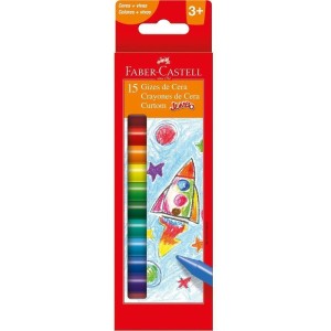 GIZ DE CERA CURTOM 15 CORES FABER-CASTELL