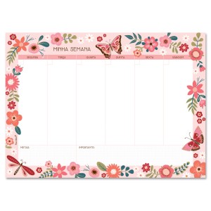 BLOCO SEMANAL BORBOLETAS FINA IDEIA