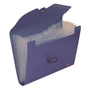 PASTA SANFONADA MINI A6 C/ 5 DIVISÕES LILÁS CAMURÇA DAC