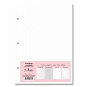 REFIL MIOLO PONTILHADO P/ CADERNO ARGOLADO FINA IDEIA
