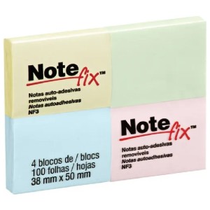 BLOCO DE RECADO AUTO ADESIVO NOTEFIX 100FLS CORES C/4