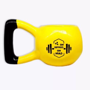 CANECA PORCELANA 350ML 3D PESO ACADEMIA AMARELO ZONA CRIATIVA