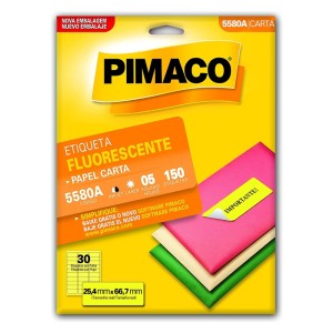 ETIQUETA CARTA 5580A FLUORESCENTE AMARELO 5FLS PIMACO