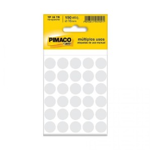 ETIQUETA TP 16 TRANSPARENTE 16 MM 150UNID PIMACO