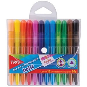 GIZ DE CERA RETRÁTIL TWIST C/ 12 CORES TRIS