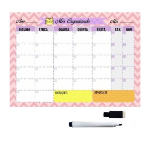 PLANEJADOR MENSAL MENINA 29X40CM METAL