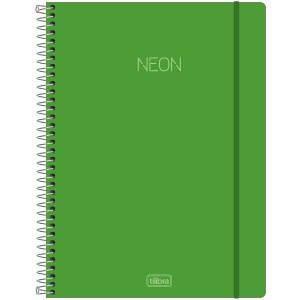 CADERNO ESPIRAL CAPA PLÁSTICA UNIVERSITÁRIO 1 MATÉRIA NEON VERDE 80 FOLHAS TILIBRA