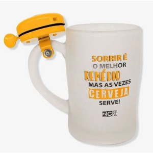 CANECA COM CAMPAINHA SORRIR É O MELHOR REMÉDIO ZONACRIATIVA