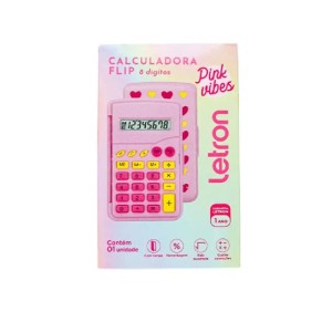 CALCULADORA PINK VIBES 8 DIGITOS FLIPE ESTAMPA CORAÇÃO LEONORA