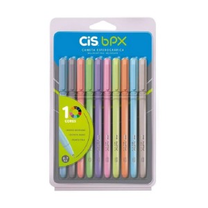 KIT CANETA BPX ESF. 0,7MM ESTOJO C/10CORES CIS