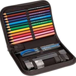 ESTOJO ESCOLAR NYLON COSMIC  KIT 18 ITENS  FABER-CASTELL