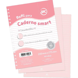 REFIL PARA CADERNO SMART ROSA COLEGIAL C/48FLS DAC