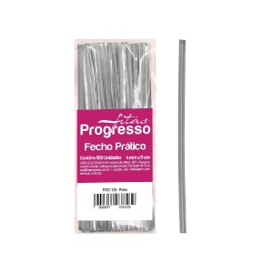 FECHO PRATICO PRATA 11CM X 4MM 100 UNIDS PROGRESSO