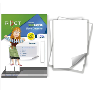 ECOCORES BLOCO DESENHO BRANCO A3 180G RIDET