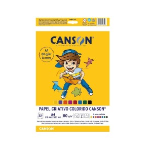 PAPEL COLORIDO CRIATIVO A4 8 CORES 80G 32 FOLHAS CANSON