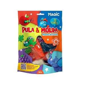MASSA DE EVA PULA E MOLDA 15 CORES GRUPO MAGIC