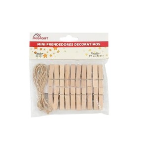 MINI PRENDEDOR DECORATIVO MADEIRA 20 UNID MEGAGIFT