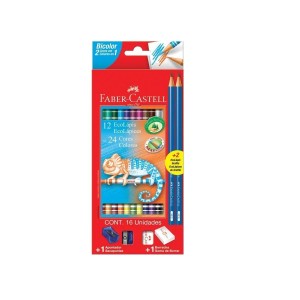 ECOLÁPIS DE COR BICOLOR 12 LÁPIS 24 CORES KIT FABER-CASTELL