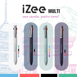 CANETA IZEE 4 CORES 0.7MM CORPO AZUL PENTEL