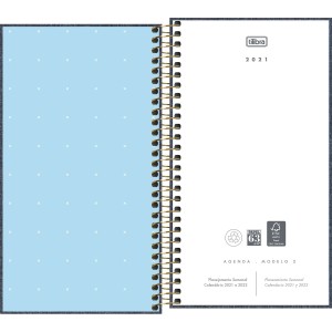 AGENDA ESPIRAL SEMANAL DE BOLSO CAMBRIDGE DENIM TILIBRA