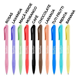 CANETA ESF CLIC 0,7MM 10CORES SORTIDOS PERFUMADA NEWPEN
