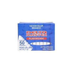 GIZ ESCOLAR PLASTIFICADO BRANCO 50 UNIDS DELTA MASTER