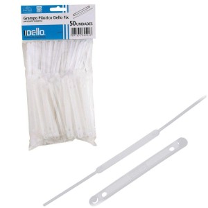 GRAMPO PLÁSTICO DELLOFIX BRANCO 50 UNIDADES DELLO