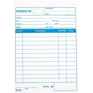 BLOCO TALÃO DE PEDIDO C/ 1 VIA 50 FOLHAS 108X155MM TAMOIO