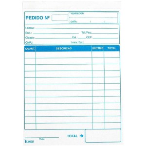 BLOCO TALÃO DE PEDIDO C/ 2 VIAS 25X2 FOLHAS 108X155MM TAMOIO