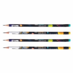 KIT 4 LÁPIS PRETO HB C/ BORRACHA COLLECTION GALAXY TRIS