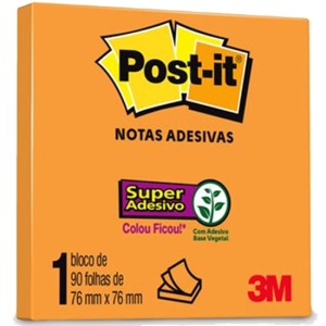POST-IT NOTAS ADESIVAS LARANJA 90FLS 76X76MM 3M