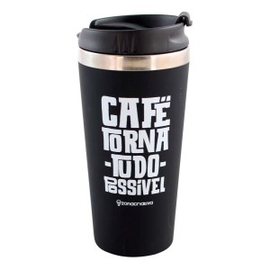 COPO PARA VIAGEM EMBORRACHADO 450ML CAFÉ TORNA TUDO POSSÍVEL ZONA CRIATIVA