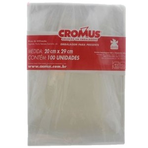 PACOTE DE SACO TRANSPARENTE 20CM X 29CM INCOLOR COM 100 UNIDADES CROMUS